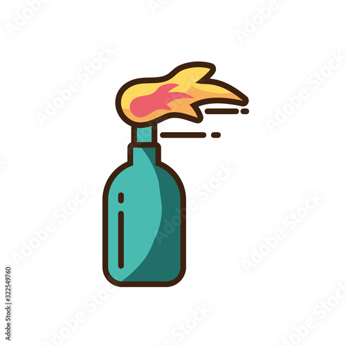 molotov cocktail icon, colorful fill style