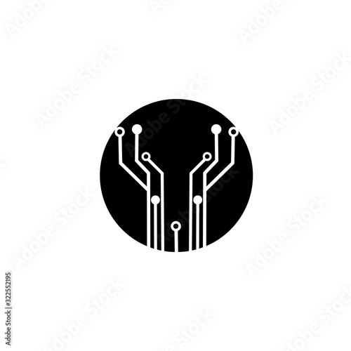 circuit board in the circle icon.technology logo design template symbol icon vector-vector