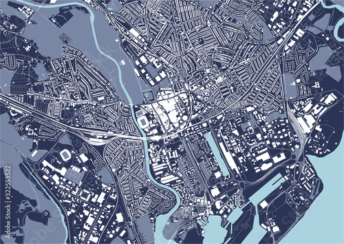 map of the city of Cardiff, South Glamorgan, Wales ,UK
