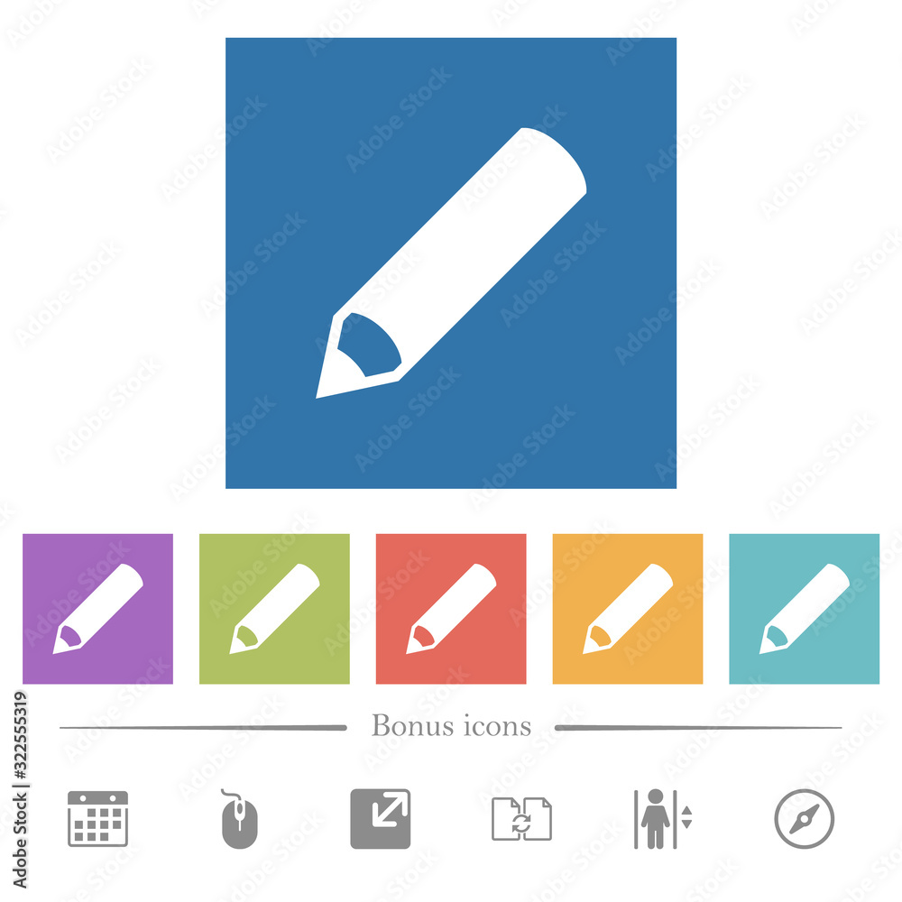 Pencil flat white icons in square backgrounds Pencil flat white icons in square backgrounds
