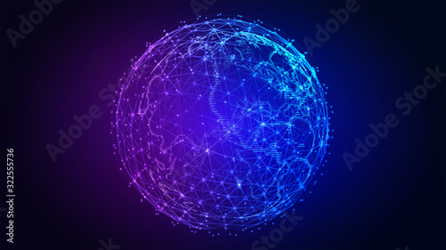 Earth Globe. Global International Connectivity Background. 3D illustration.