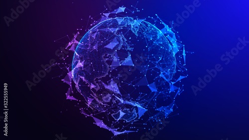 Fototapeta Naklejka Na Ścianę i Meble -  Earth Globe. Global International Connectivity Background. 3D illustration.