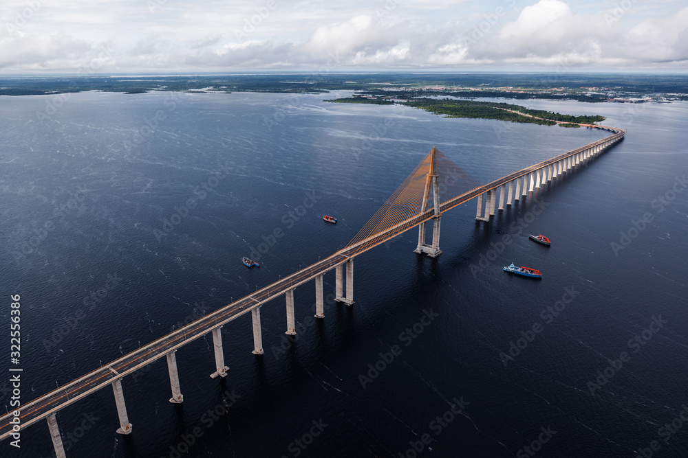 Cable-stayed bridge over the river in Manaus