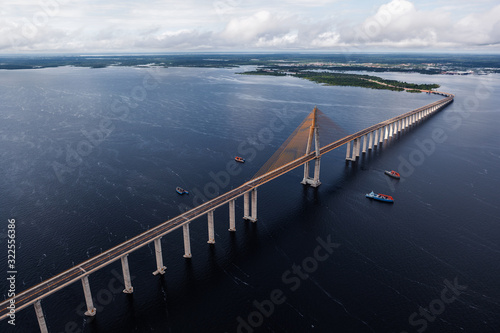 Cable-stayed bridge over the river in Manaus