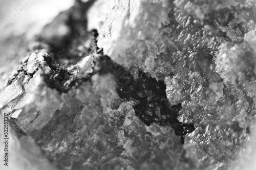 Nugget. Macro. Beautiful fantastic abstract background. Black-and-white