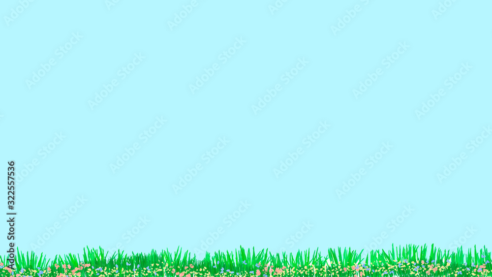 green grass with flowers nature and seasons illustration backdrops