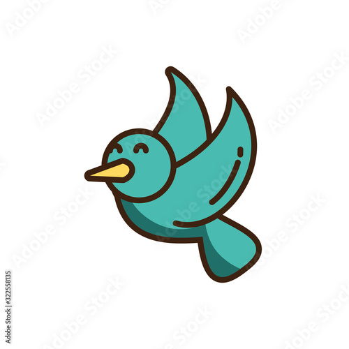 cartoon dove icon, colorful fill style