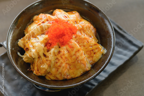 Salmon Donburi with Foie Gras Japanese Groumet cuisine