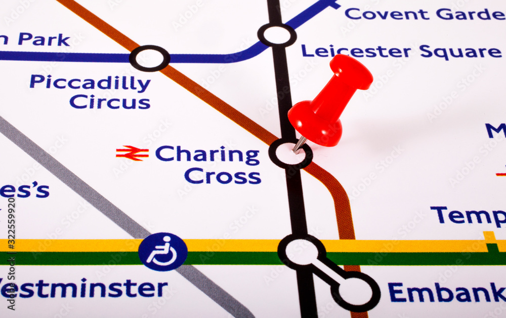 Charing Cross Station on a London Underground Map Stock Photo Adobe Stock