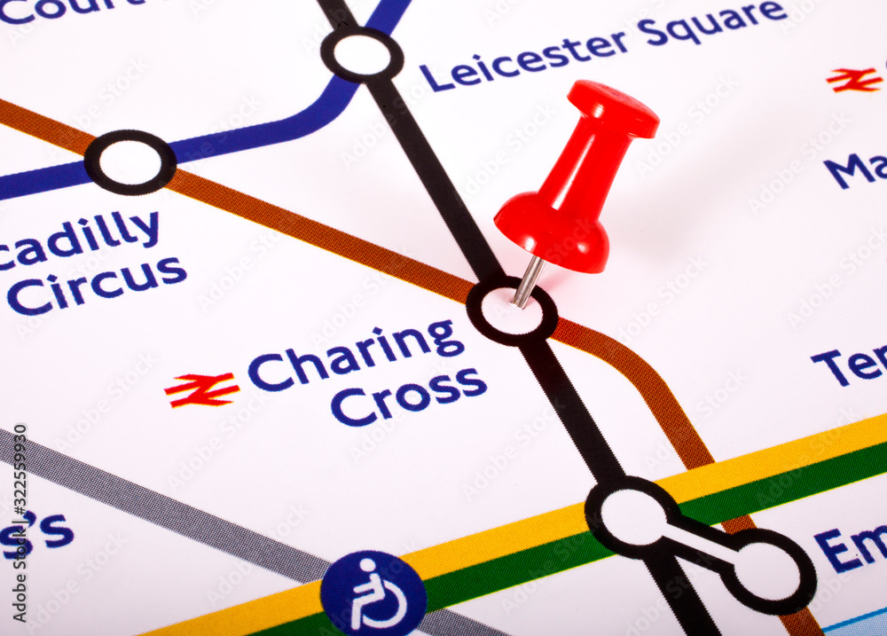 Charing Cross Station on a London Underground Map Stock Photo Adobe Stock