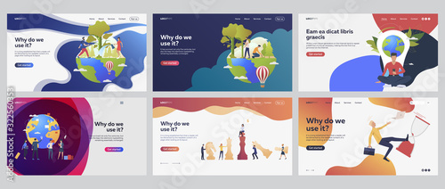Ecological project set. Volunteers planting trees, chess strategy, failure. Flat vector illustrations. Environment protection, business concept for banner, website design or landing web page