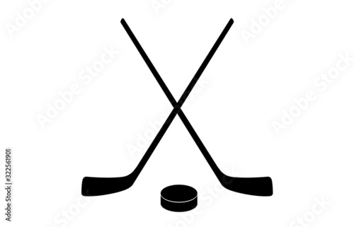 Tela A vector illustration of two crossed hockey sticks and a puck