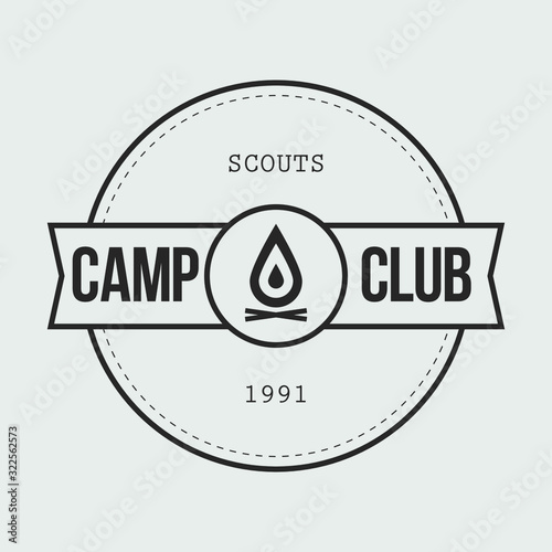 Camping outdoor logo set. Adventure travel logos. Retro camp vectors.
