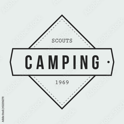 Camping outdoor logo set. Adventure travel logos. Retro camp vectors.