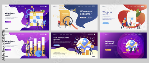 Business profit set. Managers planning project, checking contract, analyzing diagram. Flat vector illustrations. Global project, finance concept for banner, website design or landing web page