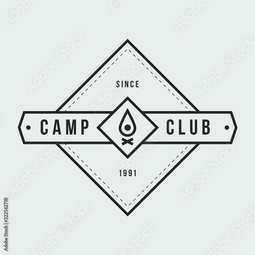 Camping outdoor logo set. Adventure travel logos. Retro camp vectors.