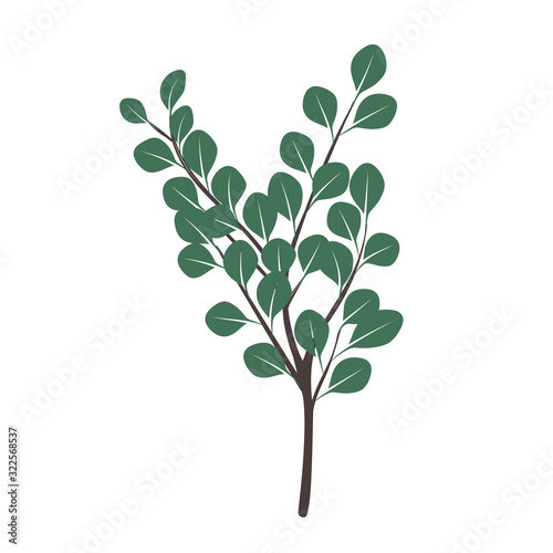 Green leafed plant flat vector design for apps and websites