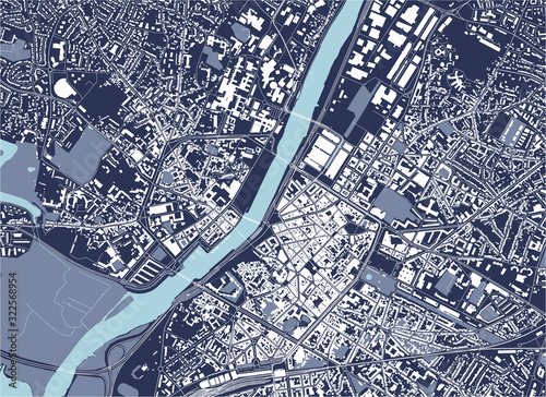 map of the city of Angers, Maine-et-Loire, Pays de la Loire, France
