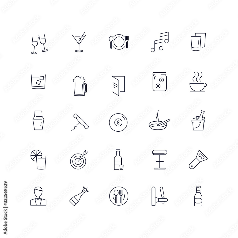 Line icons set. Bar pack. Vector illustration