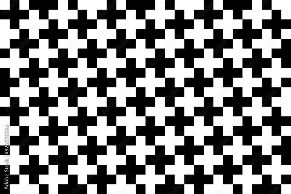 Fototapeta premium Pixels seamless pattern Black and white pixelated background 8 bit retro style Vector backdrop for game, web, fabric