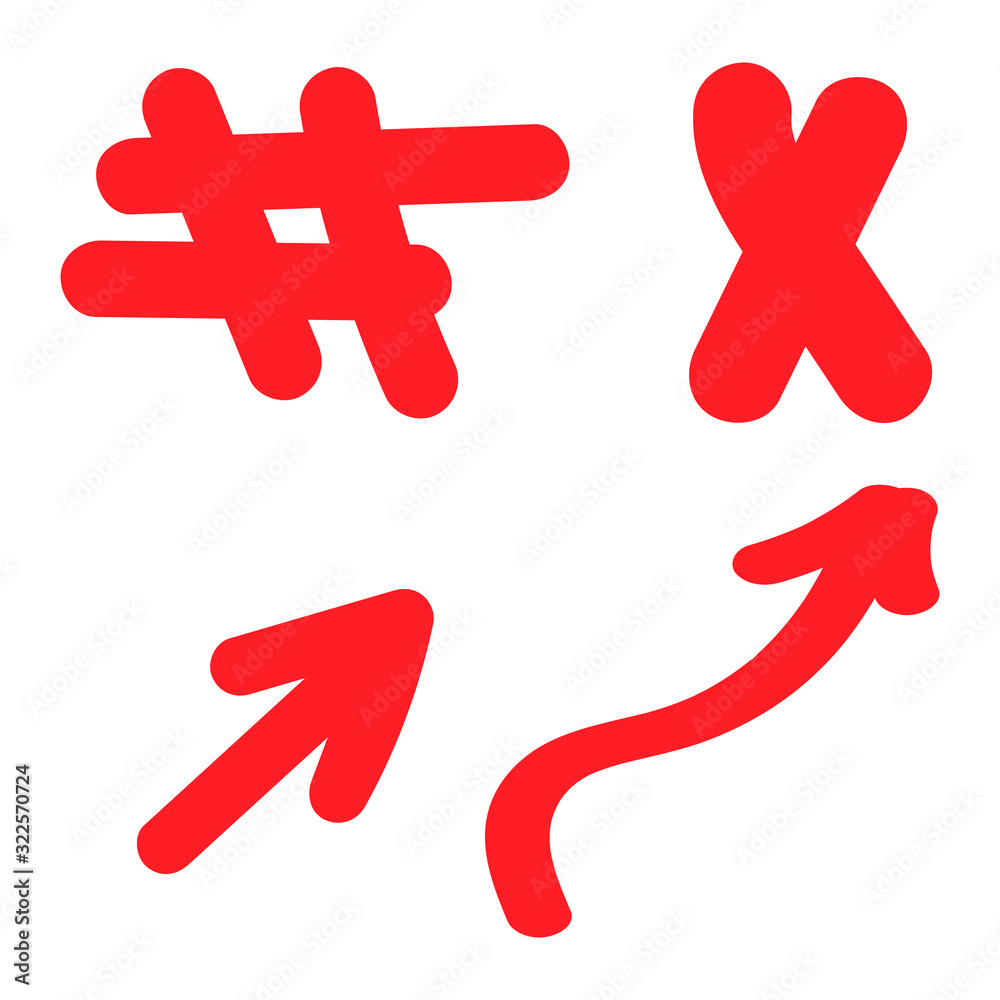 Fototapeta premium arrows, hashtags icons, of hand drawn Set of different shapes