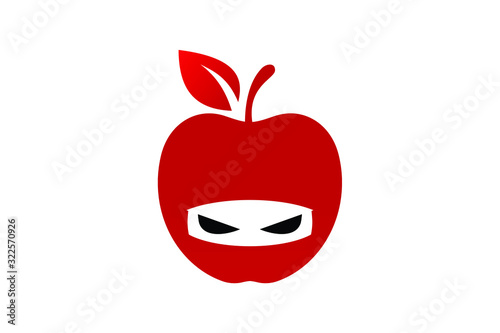 Ninja apple logo sign symbol in flat style on white background photo