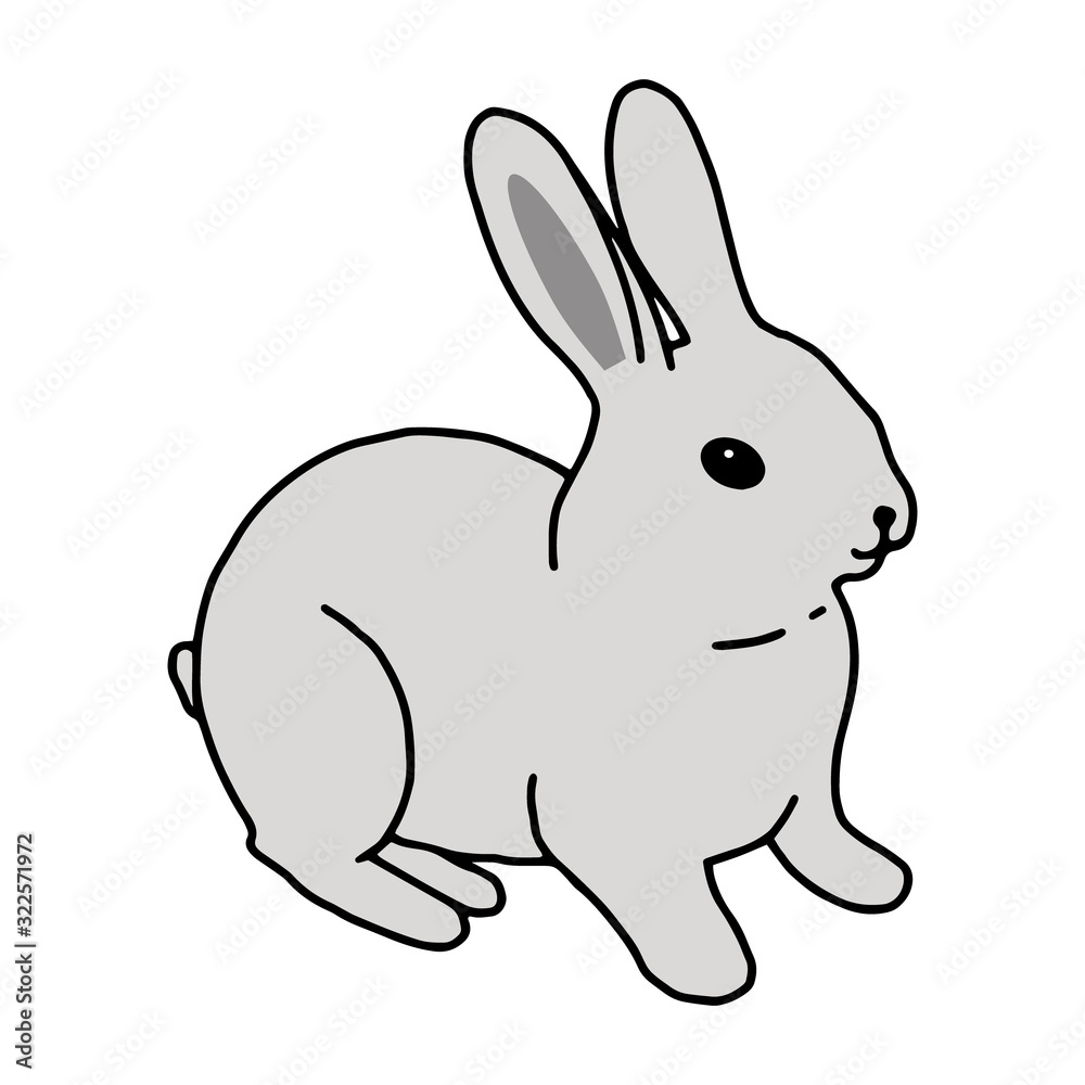 Rabbit hand-drawn contour line drawing. Easter bunny.For postcards, printing on fabric.Cute animal.Doodles.Vector Rabbit hand-drawn contour line drawing. Easter bunny.For postcards, printing on fabric.Cute animal.Doodles.Vector