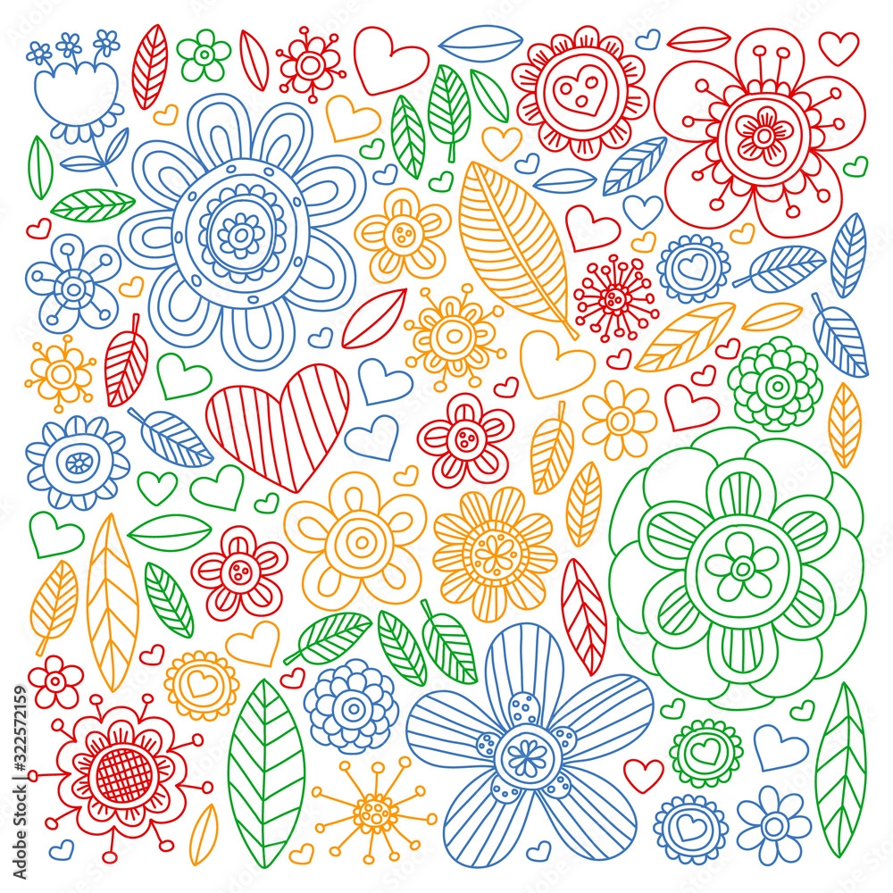 Flowers March 8. Doodle pattern. Vector icons for women. Flowers March 8. Doodle pattern. Vector icons for women.