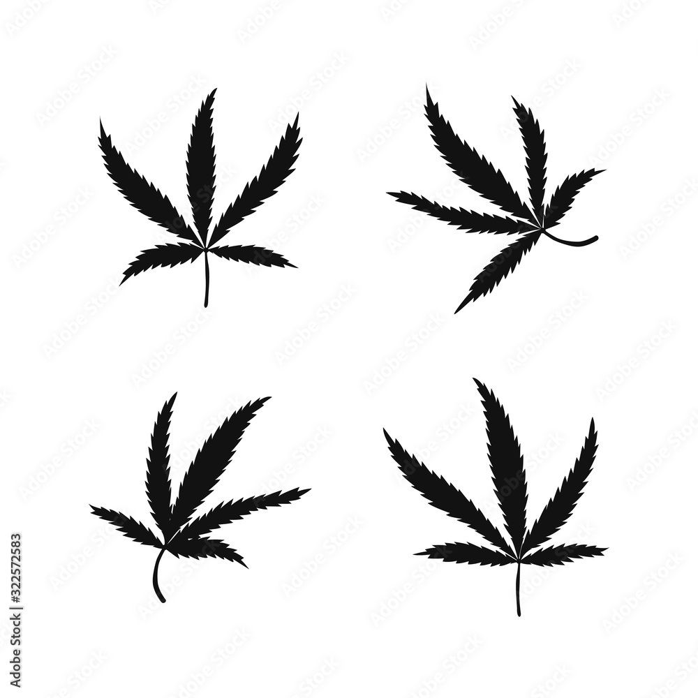 Set of silhouette cannabis or marijuana leaf Set of silhouette cannabis or marijuana leaf