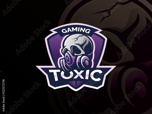 Skull logo design. Respirator skull template design emblem for sport or eSports team, Skull mask logo esport gaming. Gaming mascot logo template