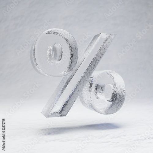 Ice percent symbol on snow background.