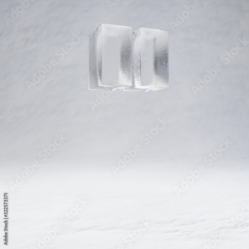Fototapeta Naklejka Na Ścianę i Meble -  Ice double quotes symbol on snow background.