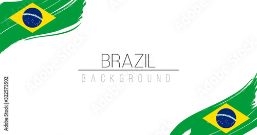 Brazil flag brush style background with stripes. Stock vector illustration isolated on white background.