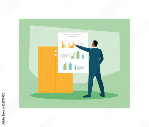 businessman in tax day with icons