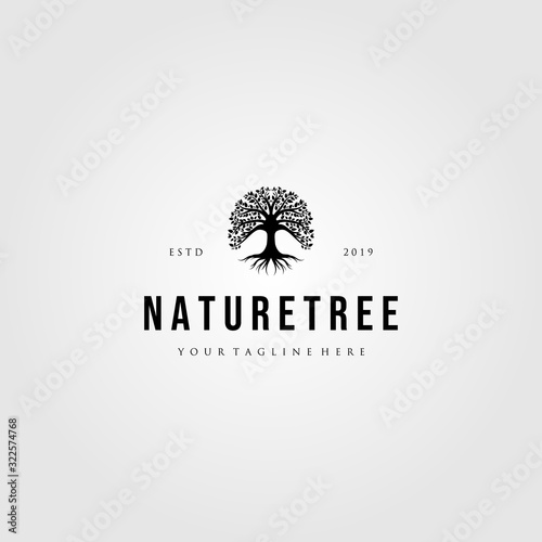 nature tree logo vintage vector illustration design © linimasa