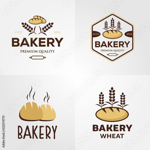 Tablou canvas vintage bakery logo set vector illustration design