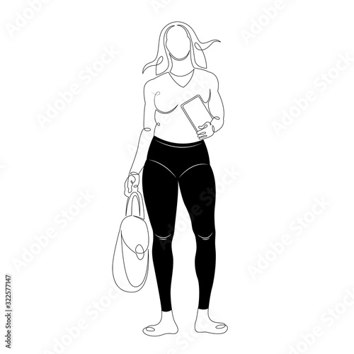 Woman in tight black pants