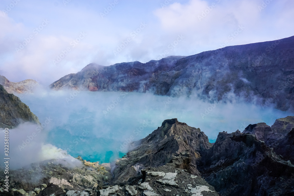 Beautiful Crater Lake in Ijen Volcano