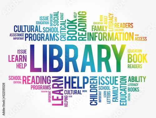 Library word cloud collage, education concept background