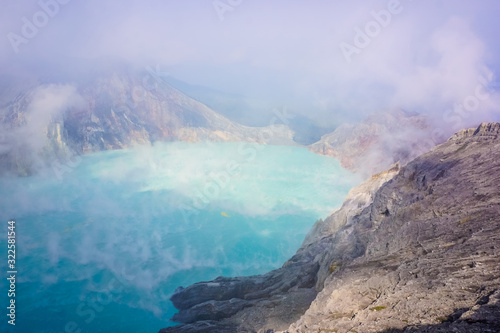 Beautiful Crater Lake in Ijen Volcano