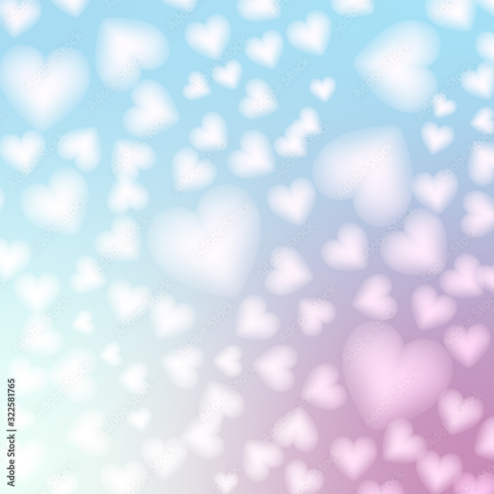 Abstract glowing blurred background, heart bokeh abstract background vector.