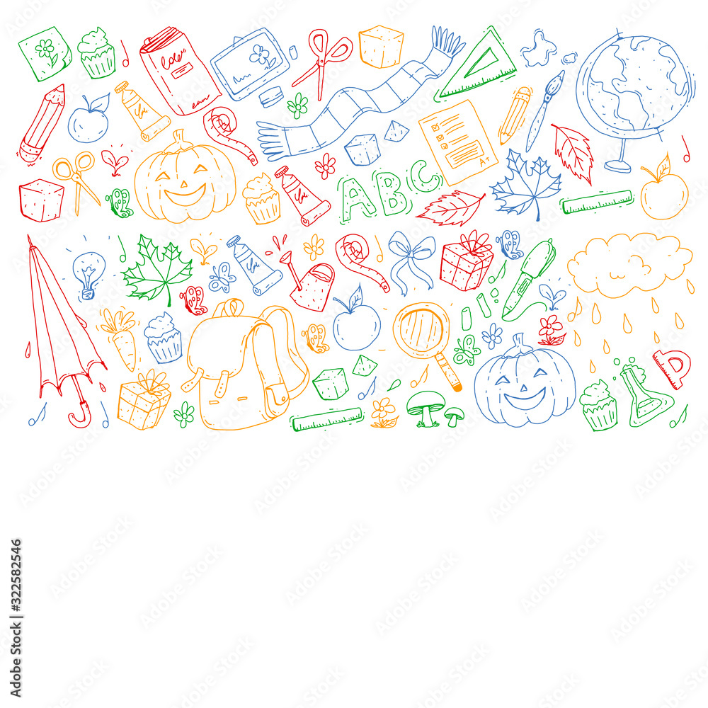 Back to school vector pattern. Education icons for children. Back to school vector pattern. Education icons for children.