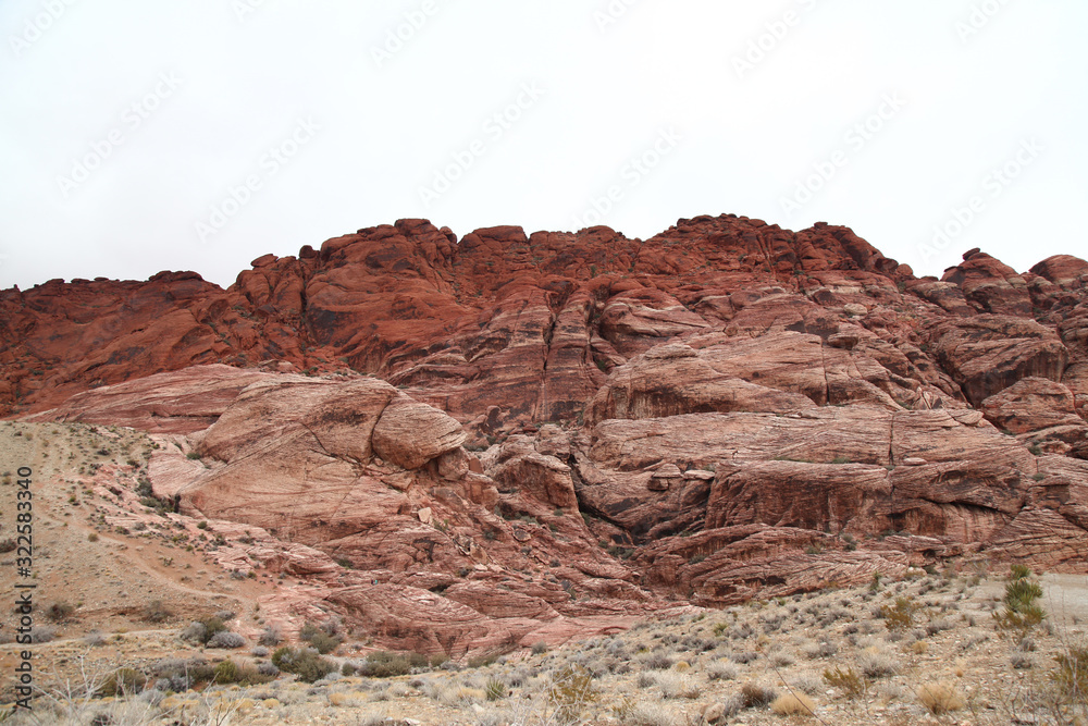 View of mountain red rock canyon national park in Foggy day at nevada,USA. View of mountain red rock canyon national park in Foggy day at nevada,USA.