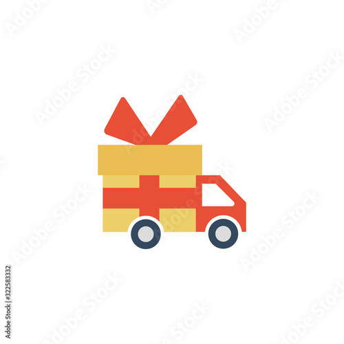 cargo transport truck on white background