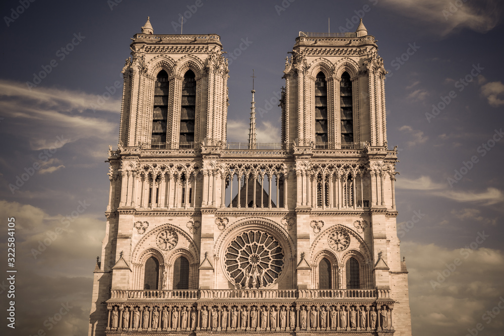 Two Towers of Notre-Dame Cathedral with Spire