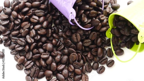 coffee beans in a white bucket seed
