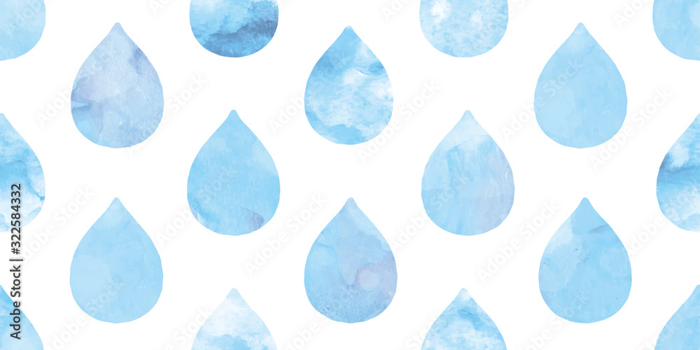 Watercolor water drops background. Seamless pattern.Vector. 水彩水滴パターン ...