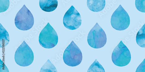 Watercolor water drops background. Seamless pattern.Vector. 水彩水滴パターン	