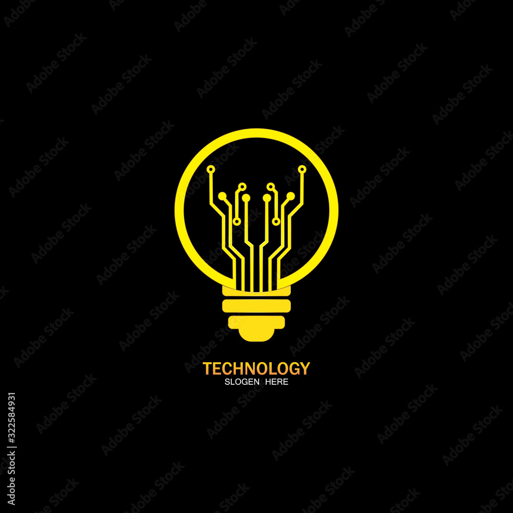 Bulb logo with line technology, Light bulb idea icon with circuit board inside. Business idea concept. Lamp formed by chip connectors Bulb logo with line technology, Light bulb idea icon with circuit board inside. Business idea concept. Lamp formed by chip connectors