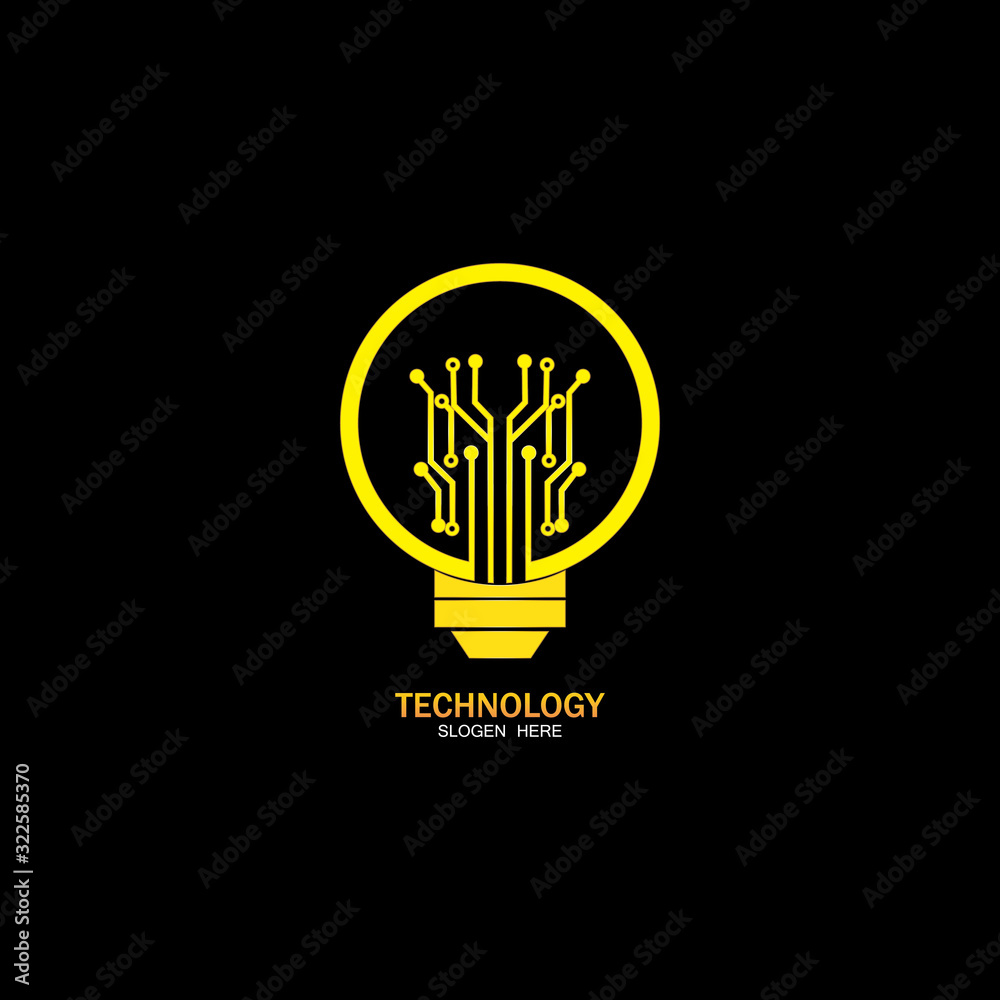 Bulb logo with line technology, Light bulb idea icon with circuit board inside. Business idea concept. Lamp formed by chip connectors Bulb logo with line technology, Light bulb idea icon with circuit board inside. Business idea concept. Lamp formed by chip connectors
